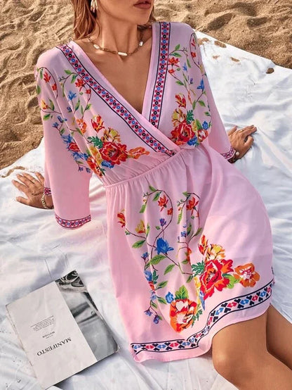 Rosa - Stylish midi dress with floral print