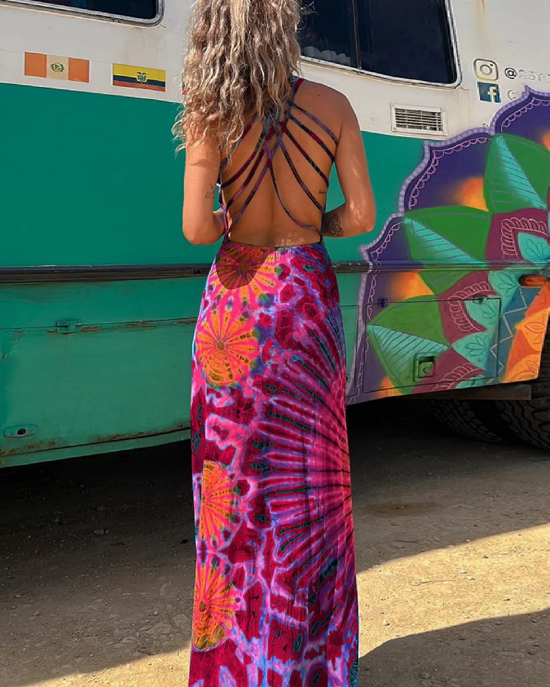 Layiah - Maxi dress with lacing and tie-dye print