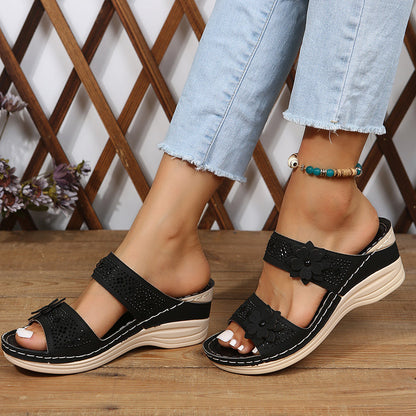 FLEUR - Orthopaedic flower wedge sandals